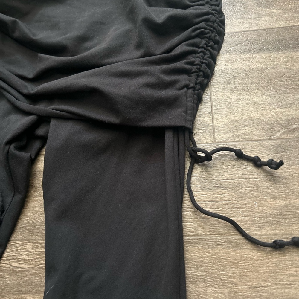 Prana Black Activewear Pants with rouched skirt attached - Picture 2 of 8